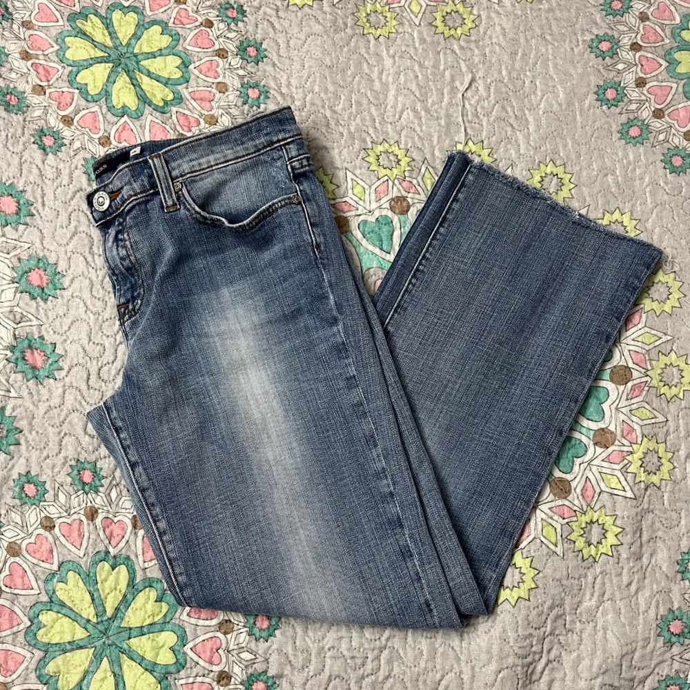 Vigoss London Flare Jeans Raw Hem Womens Mid Rise Frayed Boho Cowgirl Hippie